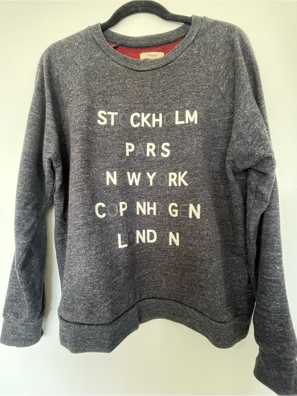Madewell Charcoal Crewneck Sweatshirt with City Print